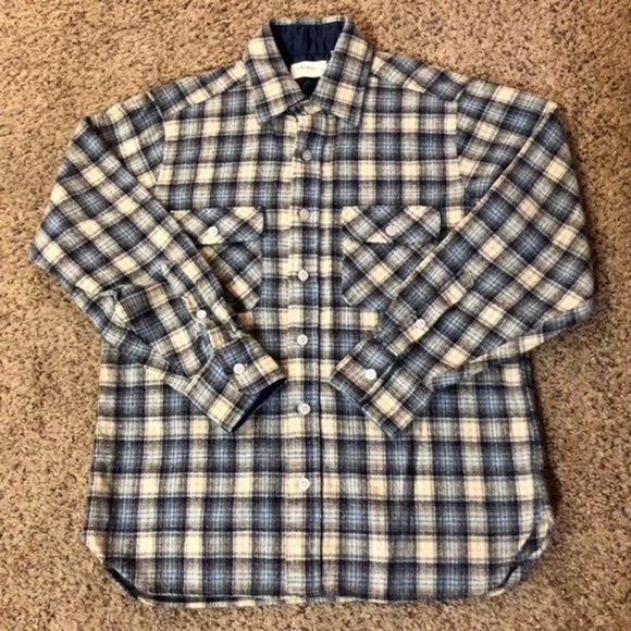 Vintage Arrow Plaid Flannel Mens M Used Wool Blend - Picture 3 of 8